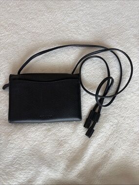 Coach Black Pebble Leather Crossbody Clutch Zip Wallet